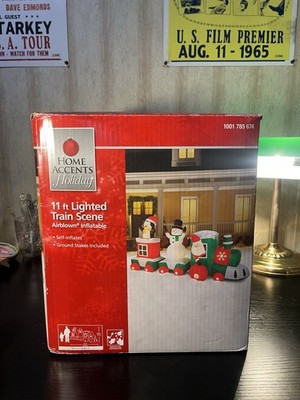 Christmas Home Accents Holiday 11 ft Lighted Santa Train Scene Inflatable Works