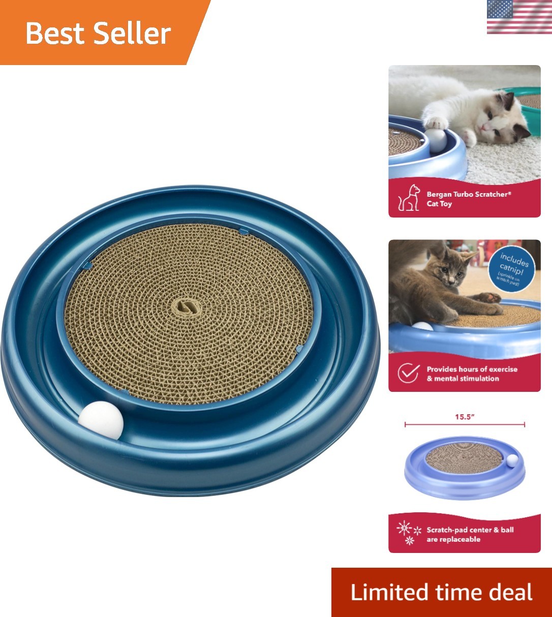 Coastal Pet Turbo Scratcher Cat Toy - Cardboard Cat Scratche