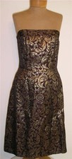 NEW Talbots Womens Strapless Dress Maroon Sparkling Gold Size 8 NWT