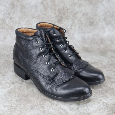 Ariat Competitor Boots Black Leather Kiltie Ankle Western Womens Size 8.5 B