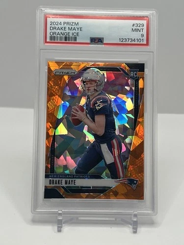 2024 Panini Prizm Drake Maye RC Orange Ice PSA 9 Mint Rookie #329 Football Card