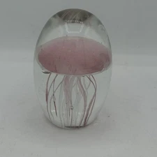 Dynasty Gallery Pink Jellyfish Heavy Art Glass Paperweight w Sticker 4”