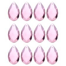 12Pcs Teardrop Crystal Drop Beads Faceted Chandelier Prisms Parts Pink