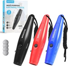 Electronic Whistle Set of 3, 3 Adjustable Tones, Maximum Black Orange Blue