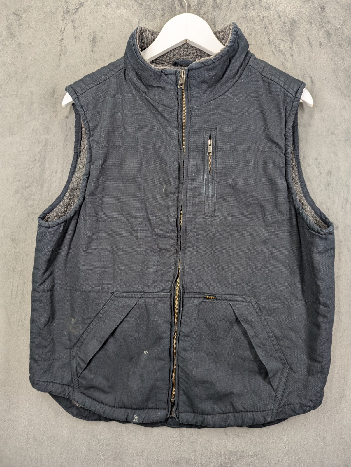 Lee Vest Gilet Men’s Size Medium Full Zip Sherpa Lined Duck Canvas Workwear USA