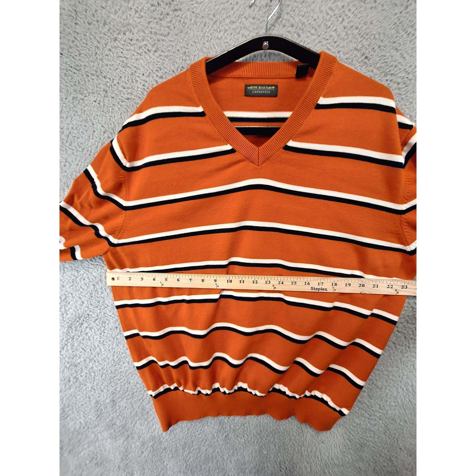 John Bartlett Consensus Striped V Neck Sweater Me… - image 5