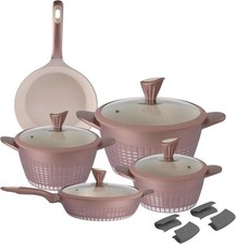 KOCHSTELLE Non-Stick Marble Cookware Set, 13Pieces, Rose Gold Cookware Set | Dur