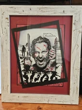 Framed We Are The Walking Dead Art Signed By T. BAVER 15, Size 17x14
