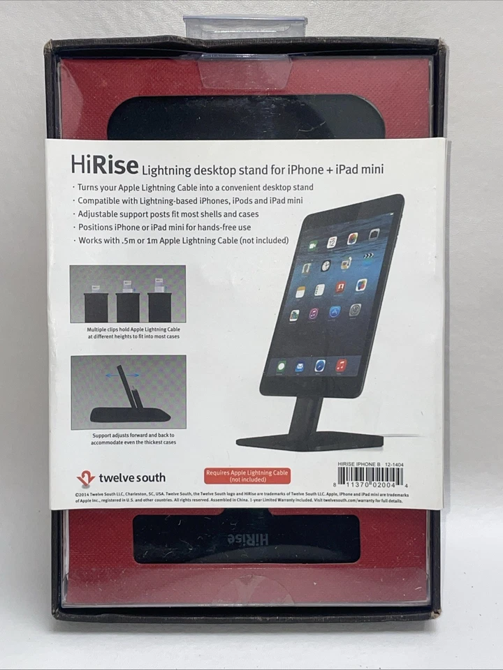 Twelve South HiRise Black Lightning Desktop Stand for iPhone and iPad Mini - Image 2 of 4