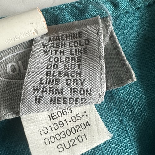 Old Navy Linen Tank Top Womens L Teal Blue Sleeveless Summer Bow Lagenlook Boho - Picture 14 of 14