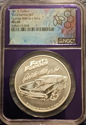 2023 Samoa Fast & Furious Quarter Mile At A Time 1 Oz Silver - NGC MS69 