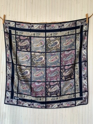 Schal eckig 90 cm Vintage Muster Kaschmir Blumen Krc Sport Geschenk Damen FO815