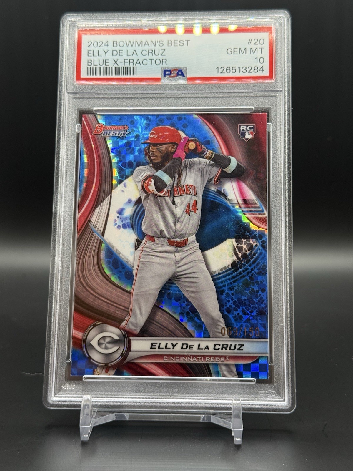 2024 Bowman's Best Elly De La Cruz Rc Blue Xfractor 69/150 Reds Rookie PSA 10