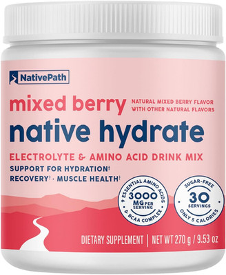 Nativepath Hydrate, Zero Sugar, Electrolytes Powder Bcaas 30 Servings EXP:09/27