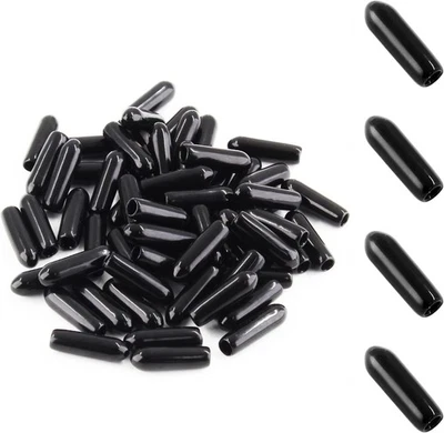 BRAND: SUIWOTIN 60PCS Round Rubber End Caps 1/8 inch/3mm Screw Thread inch (3mm), Black