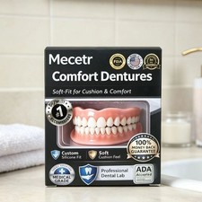 Full Set Upper Lower Denture Teeth Natural Fit Silicone False Teeth Comfort