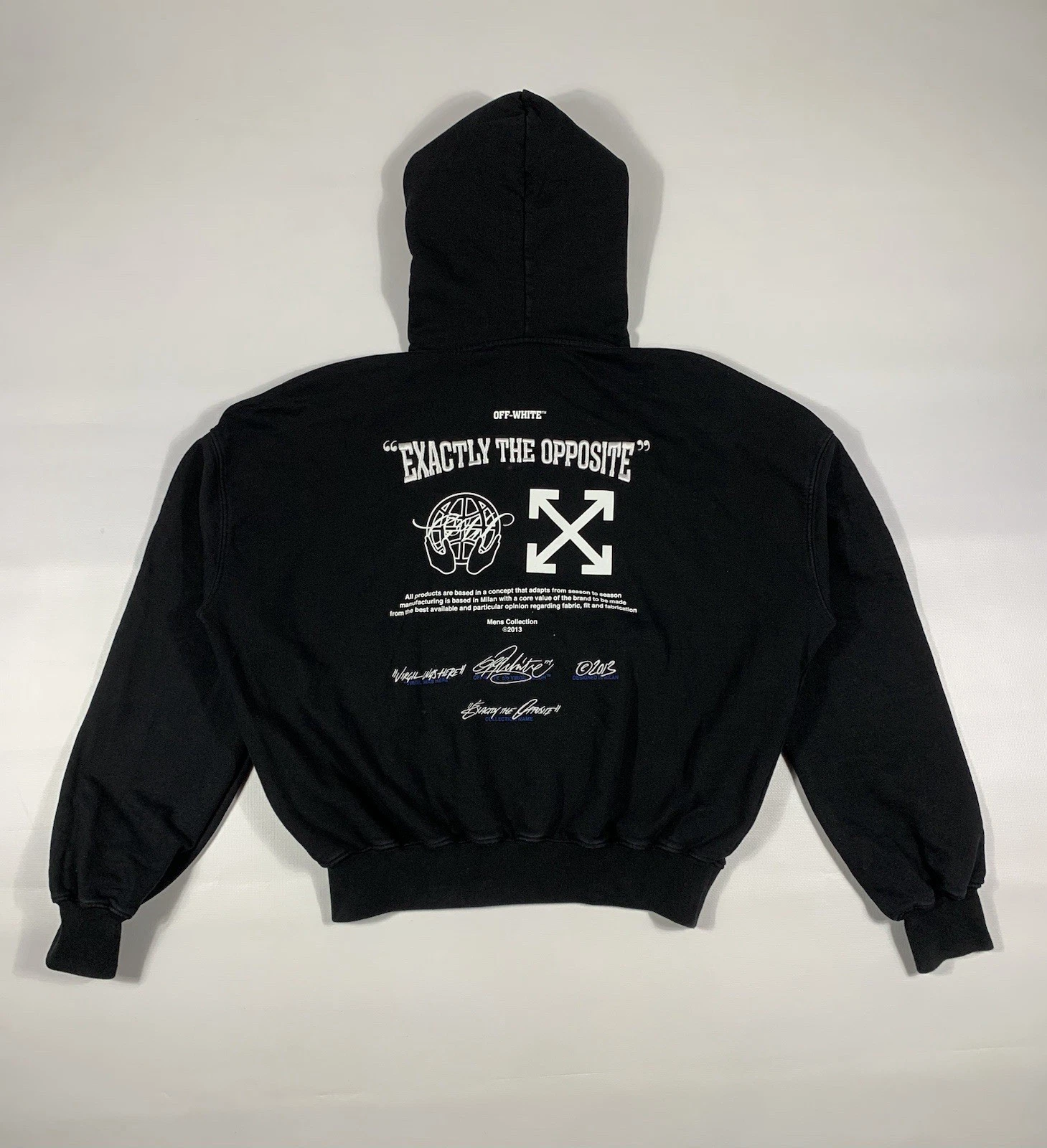 Felpa nera con cappuccio Off White "Exactly The Opposite" taglia S