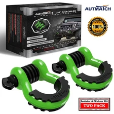 AUTMATCH D Ring Shackle 3/4" Heavy Duty For Off Road Recovery, Green & Black