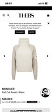Women’s Moncler Pure Wool Cream Roll Neck Jumper Size S UK 10 Bnwt