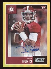 2020 Panini Score Jalen Hurts #394 Signature Gold Zone RC 08/50