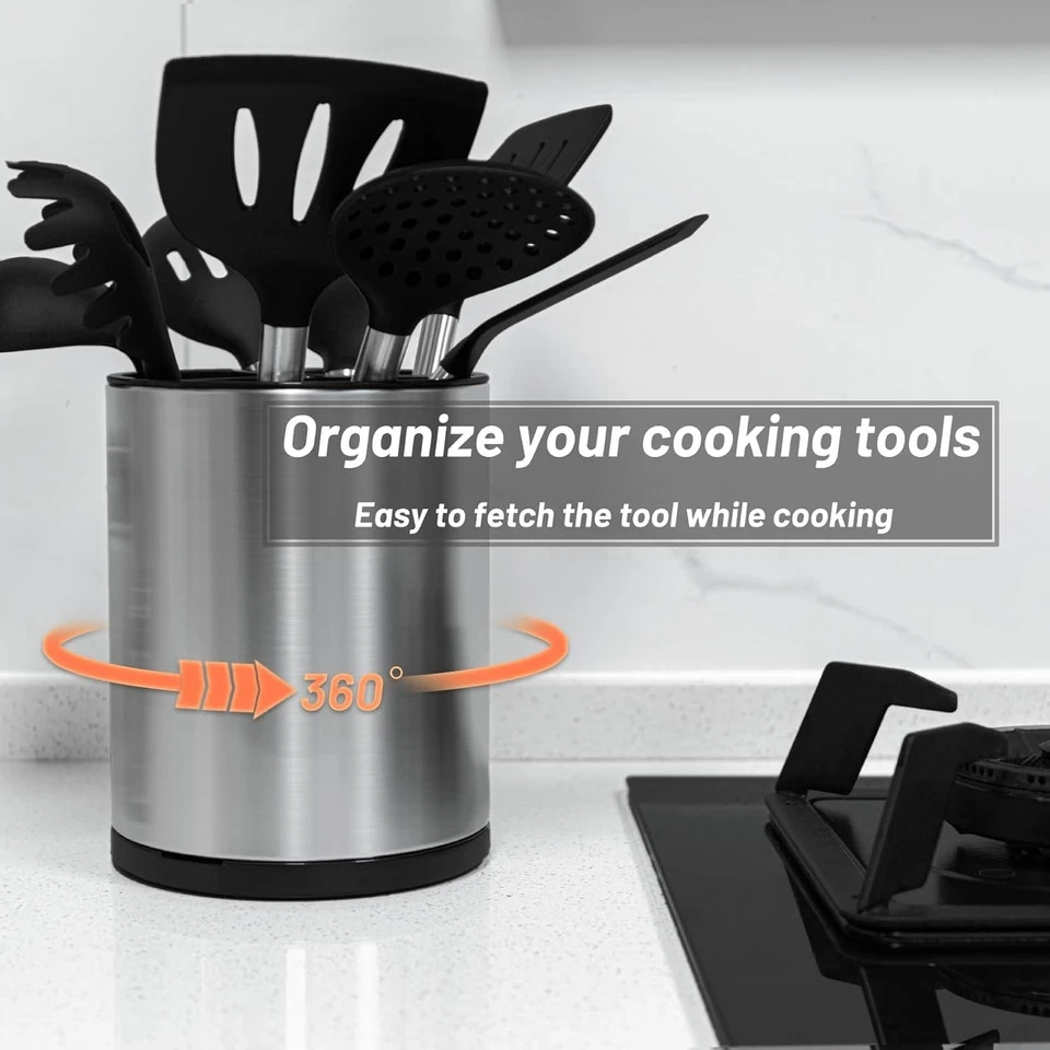 Soporte para utensilios de cocina extra grande giratorio 360° - Carrito de encimera Foto 2 de 4