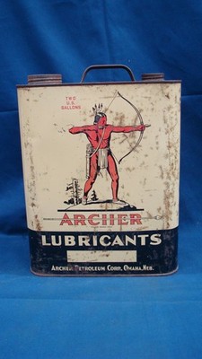 Vintage Archer Oil / Lubricants 2 Gallon Tin  w/ Lids EMPTY Omaha, NE