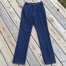Vtg NOS Lee Riders Jeans Womens 14 Dark Blue Straight High Rise USA Made 30x34