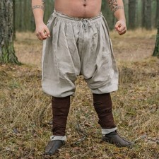 NWT Grimfrost Clan Baltic Linen Viking High Breeches Natural Drawstring Large
