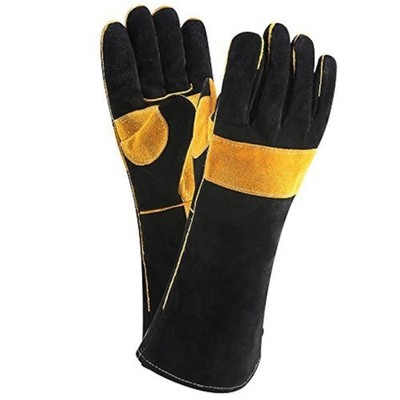 JDYYICZ Welding Gloves Double Layered Heat Resistant Lined Leather with Velvet,