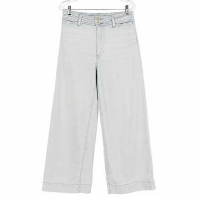 Faherty Womens Harbor High Rise Wide Leg Crop Jean Ocean Mist Hemp Blend Size 28