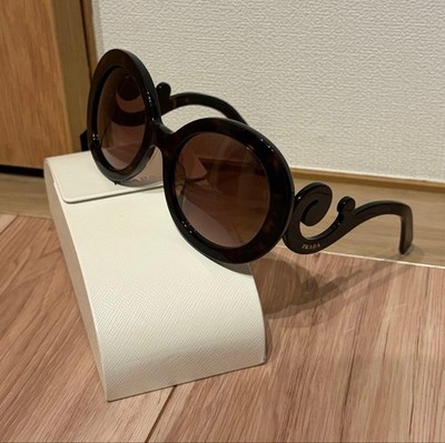 PRADA Minimal Baroque SPR 27N-A Havana Tortoise Round Sunglasses