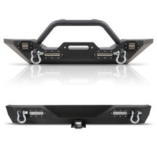 Fits 1987-2006 Jeep Wrangler Tj Yj Powder Coated Front Rear Bumper W D-rings