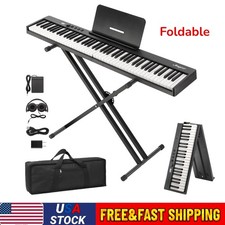 88-Key Foldable Electronic Digital Piano USB Semi-Weighted Keyboard w/ Stand US