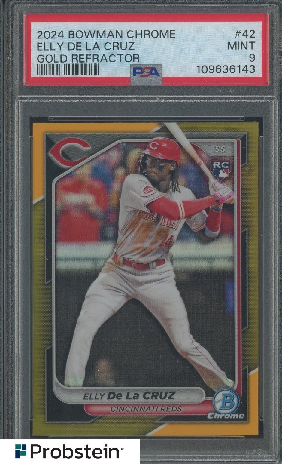 2024 Bowman Chrome Gold Refractor #42 Elly De La Cruz Reds RC Rookie 29/50 PSA 9