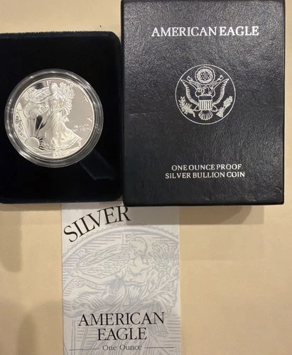 1998 P American Eagle One Ounce Proof Silver Bullion Coin Box & COA