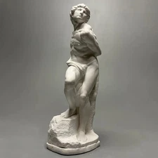 Handcrafted Michelangelo's Rebellious Slave Art Sculpture, Male Statue Home Deco