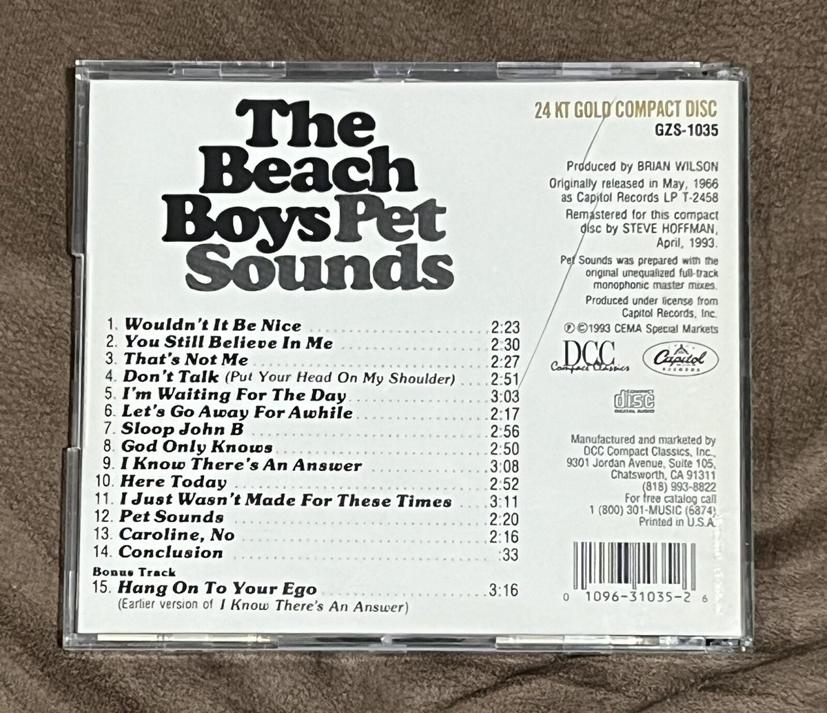 Pet Sounds by The Beach Boys (24K GOLD CD, DCC Compact Classics