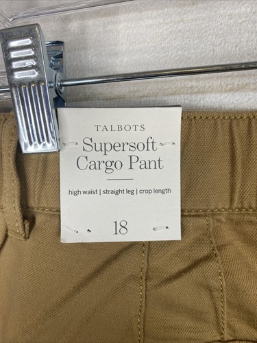 Talbots Pants Womens 18 Brown Supersoft High Waist Straight Leg Cargo Crop NWT - Picture 12 of 14