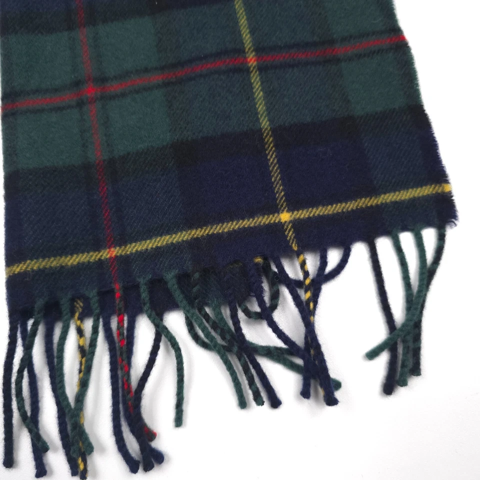 285 美元 Polo Ralph Lauren 蓝色绿色格子呢格子羊毛羊绒围巾男式均码 — 第 3/4 张图片