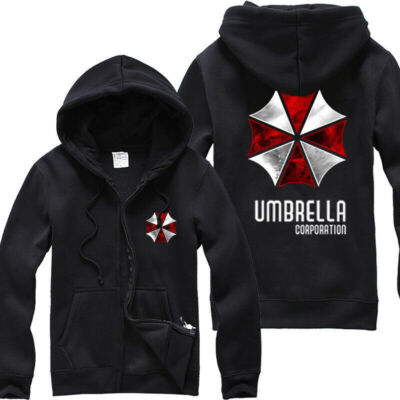 Resident Evil Umbrella Men Hoodie Jacket Sweatshirts Cosplay Custome Black Top