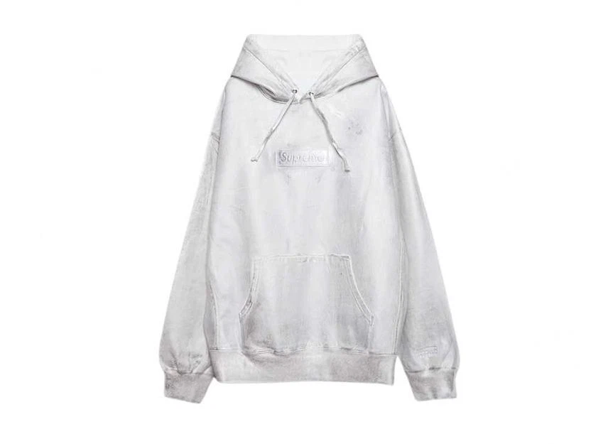 Sweat à capuche blanc Supreme MM6 Maison Margiela logo boîte feuille