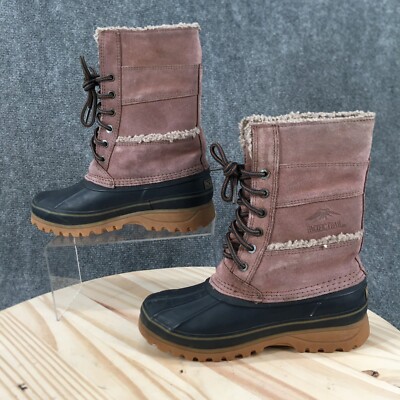 Pacific Trail Waterproof Winter Boots Womens M Pink Rubber Mid Calf Faux  Fur