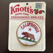 NEW SEALED VTG Knott's Berry Farm California Flag Embroidered Patch Emblem 3.25"