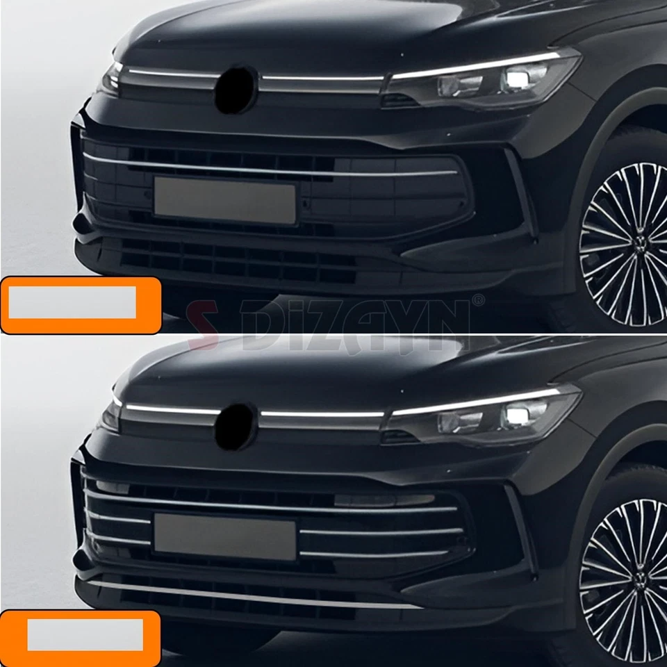 Chrome radiator grille trims for VW Tiguan 3 stainless steel 7 pieces from 2024 front grill - Image 2 of 4