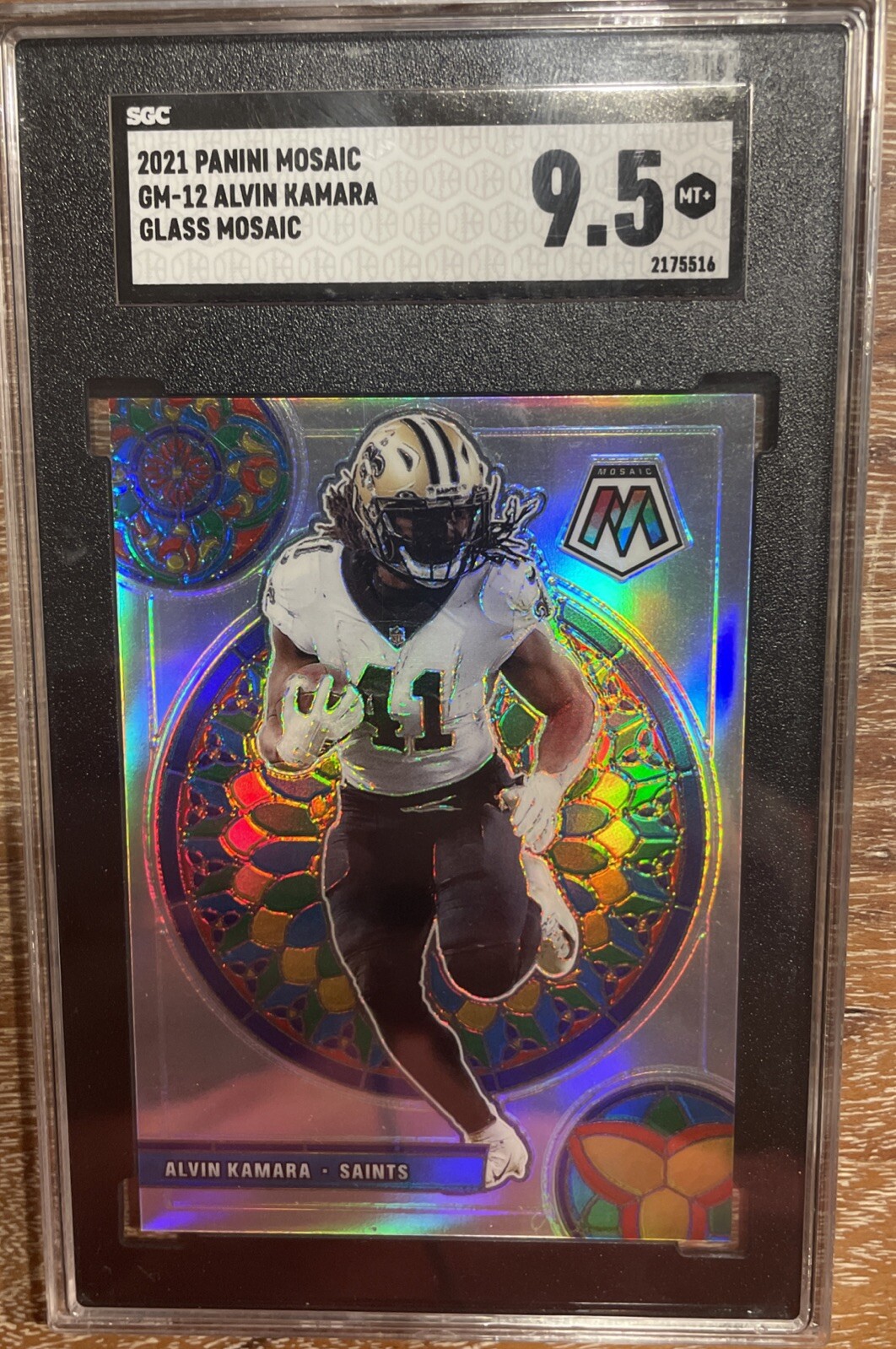 2021 Mosaic Stained GLASS Alvin Kamara SGC 9.5 Mint Low Pop Case Hit SSP