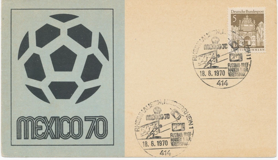 BUNDESREPUBLIK MEXICO 70 „RHEINHAUSEN, NIEDERRHEIN 1 – FUSSBALLBRIEFMARKEN IN DE - Bild 1 von 1
