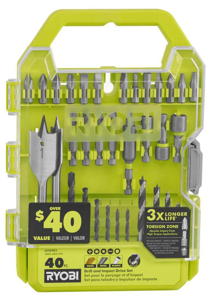 RYOBI - A98401 - Drill and Impact Drive Kit - 40 Piece | eBay
