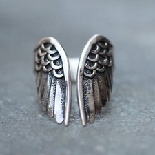 Guardian Antique Feather Angel Wings Ring Size 7 Or 8 Adjustable