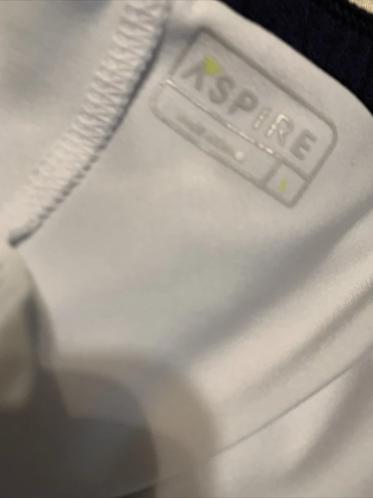 Aspire Navy White Trim Tennis Skirt with Attached Shorts Size L Polyester Pull-On Aspire Navy White Trim Tennis Skirt with Attached Shorts Size L Polyester Pull-On