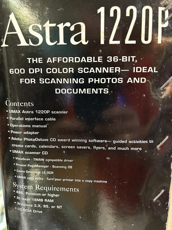 NIB UMAX UTI Astra 1220P Duodlx, Flatbed Scanner 36-Bit, 600 DPI - Image 3 of 4